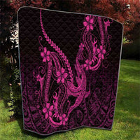 Pink Black Aloha Hawaii Quilt Polynesian Shark Tattoo With Plumeria - Polynesian Pride