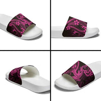 Pink Black Aloha Hawaii Slide Sandals Polynesian Shark Tattoo With Plumeria - Polynesian Pride