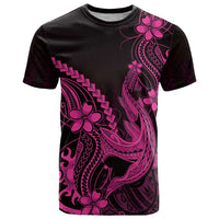 Pink Black Aloha Hawaii T Shirt Polynesian Shark Tattoo With Plumeria - Polynesian Pride