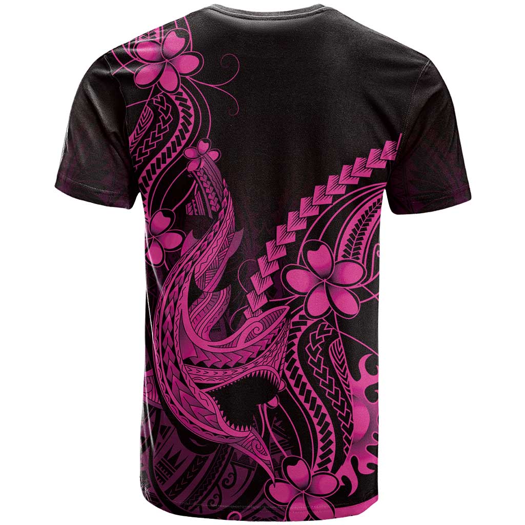 Pink Black Aloha Hawaii T Shirt Polynesian Shark Tattoo With Plumeria - Polynesian Pride