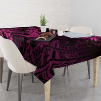Pink Black Aloha Hawaii Tablecloth Polynesian Shark Tattoo With Plumeria - Polynesian Pride