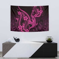 Pink Black Aloha Hawaii Tapestry Polynesian Shark Tattoo With Plumeria - Polynesian Pride