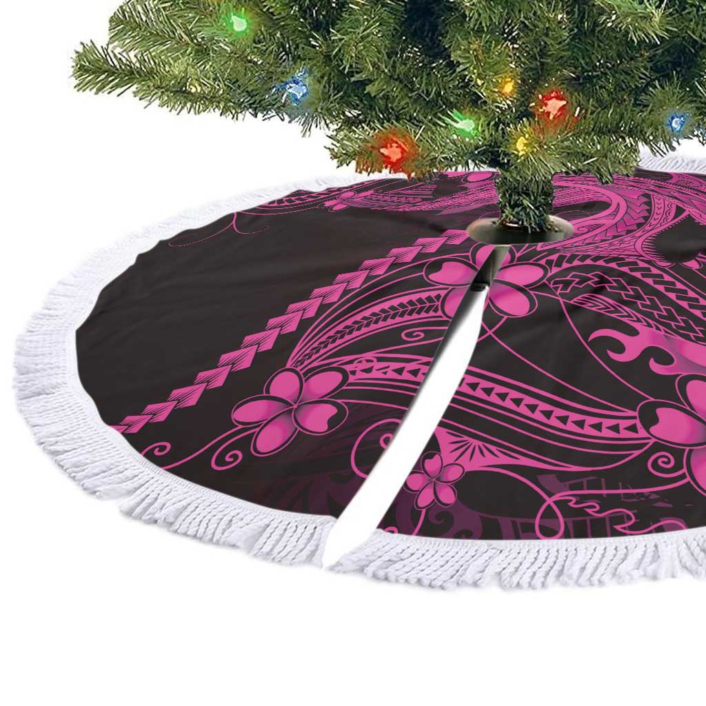 Pink Black Aloha Hawaii Tree Skirt Polynesian Shark Tattoo With Plumeria - Polynesian Pride