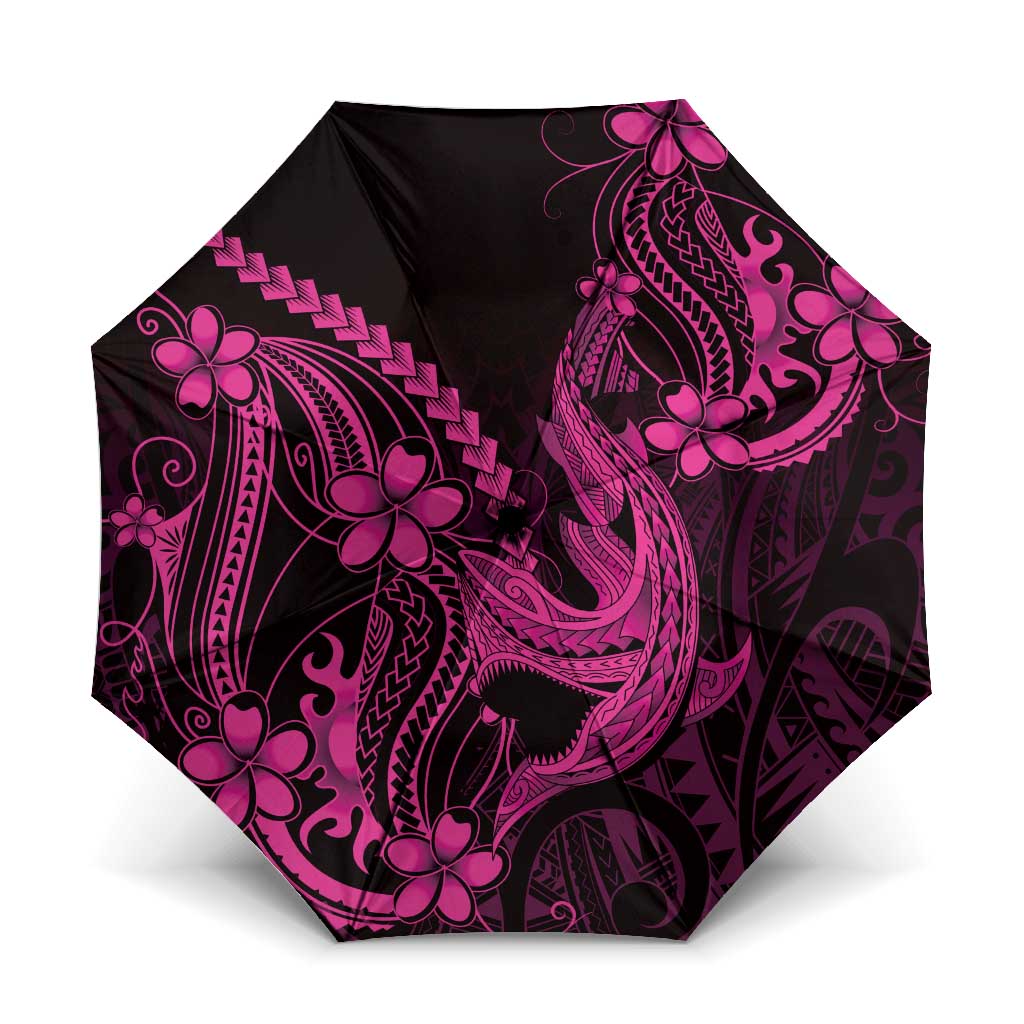 Pink Black Aloha Hawaii Umbrella Polynesian Shark Tattoo With Plumeria - Polynesian Pride