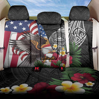 United States and American Samoa Back Car Seat Cover USA Flag Eagle With Seal Tropical Flowers LT14 One Size Black - Polynesian Pride