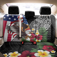 United States and American Samoa Back Car Seat Cover USA Flag Eagle With Seal Tropical Flowers LT14 - Polynesian Pride
