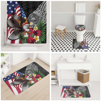 United States and American Samoa Bathroom Set USA Flag Eagle With Seal Tropical Flowers LT14 - Polynesian Pride