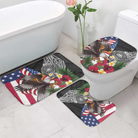 United States and American Samoa Bathroom Set USA Flag Eagle With Seal Tropical Flowers LT14 - Polynesian Pride