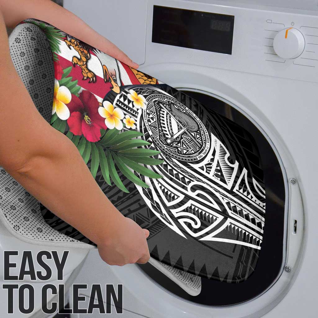 United States and American Samoa Bathroom Set USA Flag Eagle With Seal Tropical Flowers LT14 - Polynesian Pride