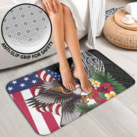 United States and American Samoa Bathroom Set USA Flag Eagle With Seal Tropical Flowers LT14 - Polynesian Pride