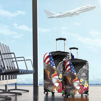 United States and American Samoa Luggage Cover USA Flag Eagle With Seal Tropical Flowers LT14 - Polynesian Pride