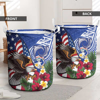 United States and Northern Mariana Islands Laundry Basket USA Flag Eagle CNMI Latte Stone Tropical Flowers LT14 - Polynesian Pride