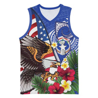 United States and Northern Mariana Islands Basketball Jersey USA Flag Eagle CNMI Latte Stone Tropical Flowers