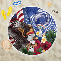 United States and Northern Mariana Islands Beach Blanket USA Flag Eagle CNMI Latte Stone Tropical Flowers