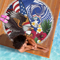 United States and Northern Mariana Islands Beach Blanket USA Flag Eagle CNMI Latte Stone Tropical Flowers