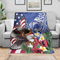 United States and Northern Mariana Islands Blanket USA Flag Eagle CNMI Latte Stone Tropical Flowers LT14 - Polynesian Pride