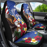 United States and Northern Mariana Islands Car Seat Cover USA Flag Eagle CNMI Latte Stone Tropical Flowers