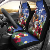 United States and Northern Mariana Islands Car Seat Cover USA Flag Eagle CNMI Latte Stone Tropical Flowers