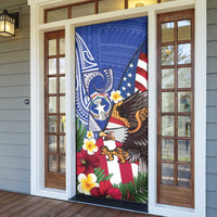 United States and Northern Mariana Islands Door Cover USA Flag Eagle CNMI Latte Stone Tropical Flowers LT14 - Polynesian Pride