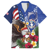 United States and Northern Mariana Islands Hawaiian Shirt USA Flag Eagle CNMI Latte Stone Tropical Flowers