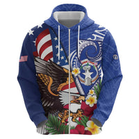 United States and Northern Mariana Islands Hoodie USA Flag Eagle CNMI Latte Stone Tropical Flowers