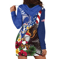 United States and Northern Mariana Islands Hoodie Dress USA Flag Eagle CNMI Latte Stone Tropical Flowers LT14 - Polynesian Pride