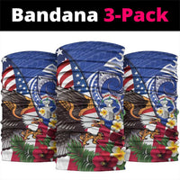 United States and Northern Mariana Islands Neck Gaiter USA Flag Eagle CNMI Latte Stone Tropical Flowers LT14 package One Size: 25*50cm Blue - Polynesian Pride