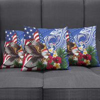 United States and Northern Mariana Islands Pillow Cover USA Flag Eagle CNMI Latte Stone Tropical Flowers LT14 - Polynesian Pride