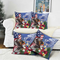 United States and Northern Mariana Islands Pillow Cover USA Flag Eagle CNMI Latte Stone Tropical Flowers LT14 - Polynesian Pride