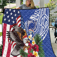 United States and Northern Mariana Islands Quilt USA Flag Eagle CNMI Latte Stone Tropical Flowers