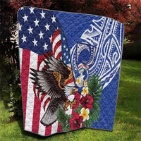 United States and Northern Mariana Islands Quilt USA Flag Eagle CNMI Latte Stone Tropical Flowers