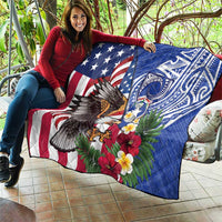 United States and Northern Mariana Islands Quilt USA Flag Eagle CNMI Latte Stone Tropical Flowers