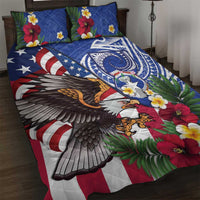 United States and Northern Mariana Islands Quilt Bed Set USA Flag Eagle CNMI Latte Stone Tropical Flowers