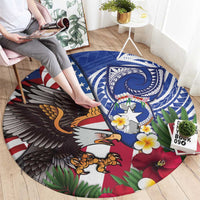 United States and Northern Mariana Islands Round Carpet USA Flag Eagle CNMI Latte Stone Tropical Flowers