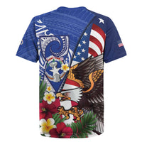 United States and Northern Mariana Islands Rugby Jersey USA Flag Eagle CNMI Latte Stone Tropical Flowers