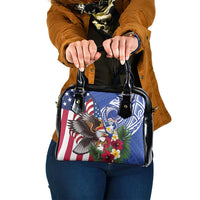 United States and Northern Mariana Islands Shoulder Handbag USA Flag Eagle CNMI Latte Stone Tropical Flowers