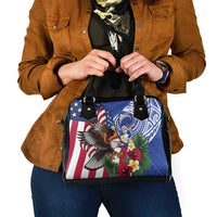 United States and Northern Mariana Islands Shoulder Handbag USA Flag Eagle CNMI Latte Stone Tropical Flowers