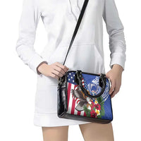 United States and Northern Mariana Islands Shoulder Handbag USA Flag Eagle CNMI Latte Stone Tropical Flowers