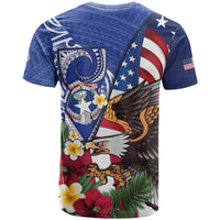 United States and Northern Mariana Islands T Shirt USA Flag Eagle CNMI Latte Stone Tropical Flowers