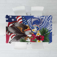 United States and Northern Mariana Islands Tablecloth USA Flag Eagle CNMI Latte Stone Tropical Flowers