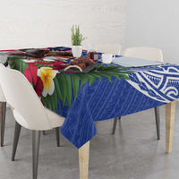 United States and Northern Mariana Islands Tablecloth USA Flag Eagle CNMI Latte Stone Tropical Flowers