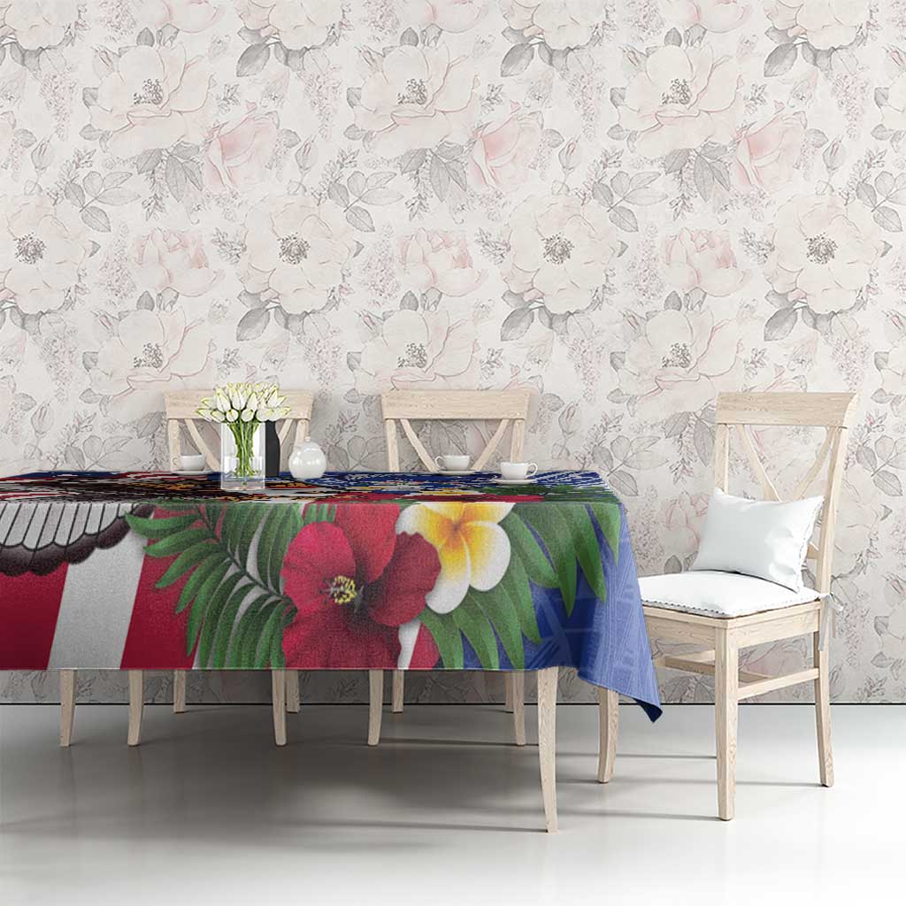 United States and Northern Mariana Islands Tablecloth USA Flag Eagle CNMI Latte Stone Tropical Flowers