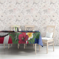 United States and Northern Mariana Islands Tablecloth USA Flag Eagle CNMI Latte Stone Tropical Flowers