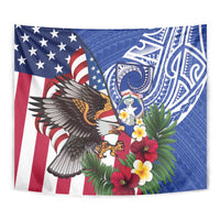 United States and Northern Mariana Islands Tapestry USA Flag Eagle CNMI Latte Stone Tropical Flowers LT14 - Polynesian Pride