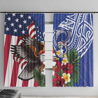 United States and Northern Mariana Islands Window Curtain USA Flag Eagle CNMI Latte Stone Tropical Flowers