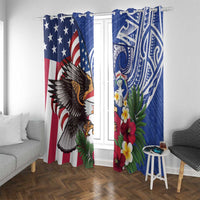 United States and Northern Mariana Islands Window Curtain USA Flag Eagle CNMI Latte Stone Tropical Flowers