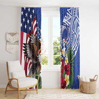 United States and Northern Mariana Islands Window Curtain USA Flag Eagle CNMI Latte Stone Tropical Flowers