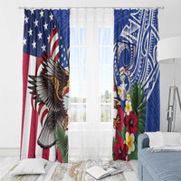 United States and Northern Mariana Islands Window Curtain USA Flag Eagle CNMI Latte Stone Tropical Flowers