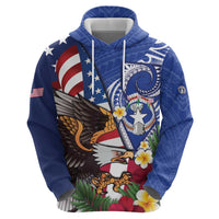 United States and Northern Mariana Islands Zip Hoodie USA Flag Eagle CNMI Latte Stone Tropical Flowers