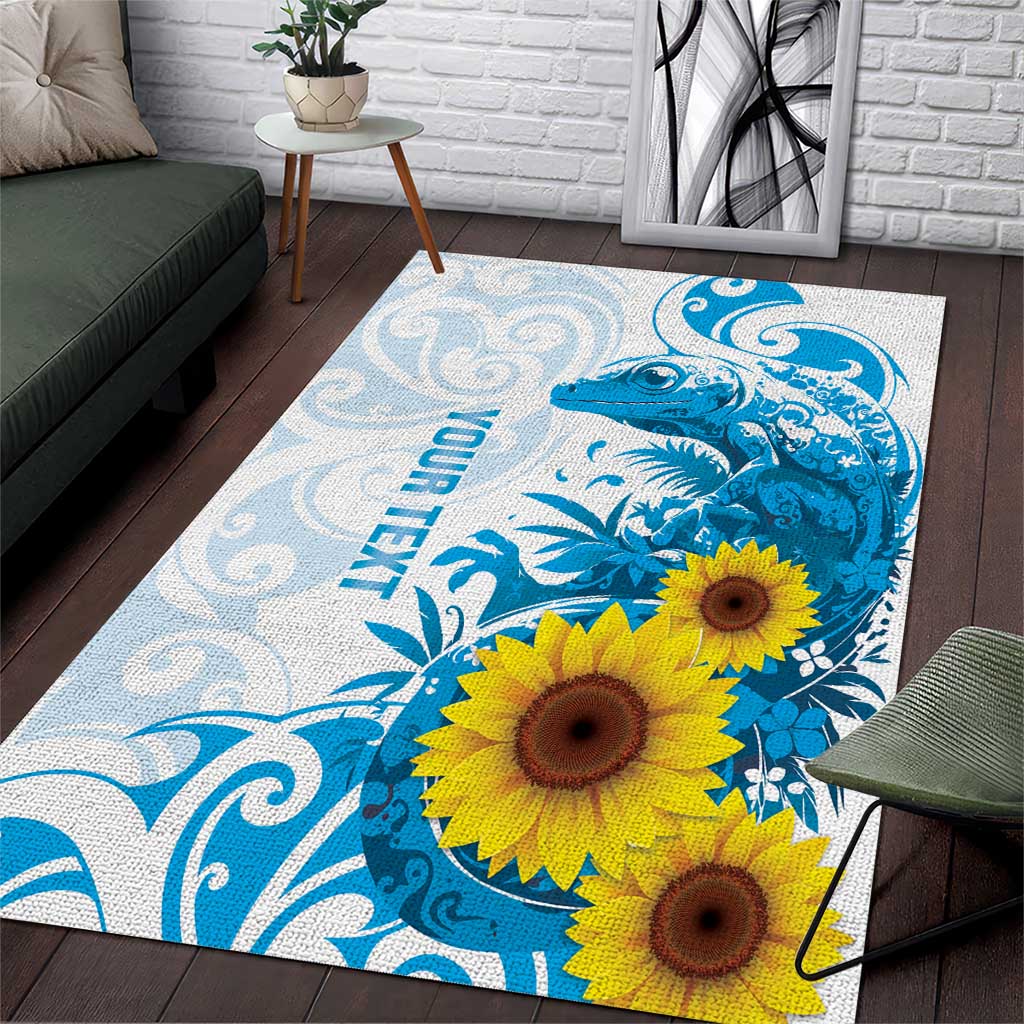 New Zealand Autism Awareness Month Area Rug Takiwatanga Maori Lizard With Sunflower